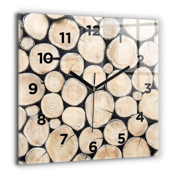 Square glass wall clock Cut tree stumps