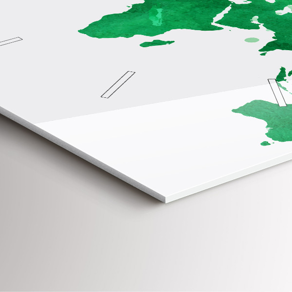 Square glass wall clock Green world map