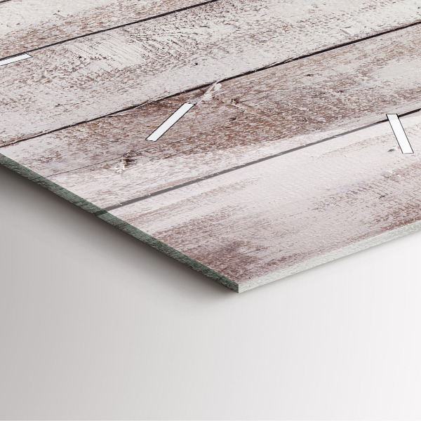 Square glass wall clock Light wood planks