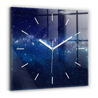 Square glass wall clock Dark sky stars