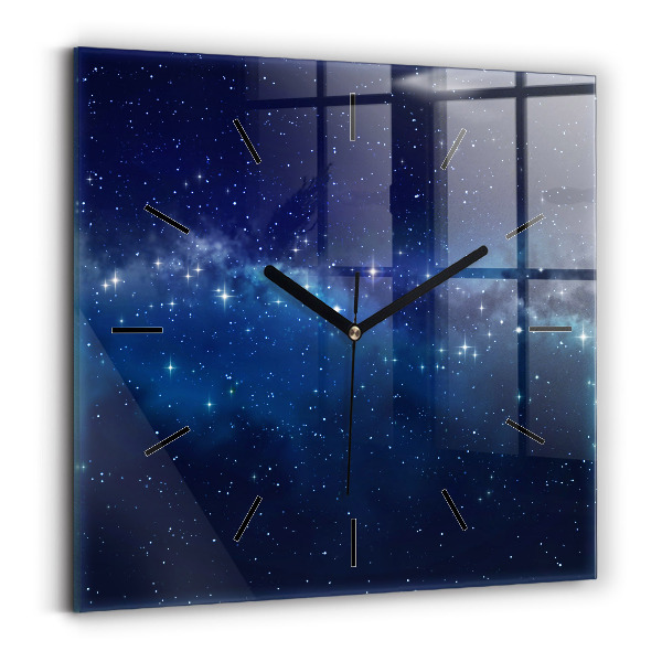Square glass wall clock Dark sky stars
