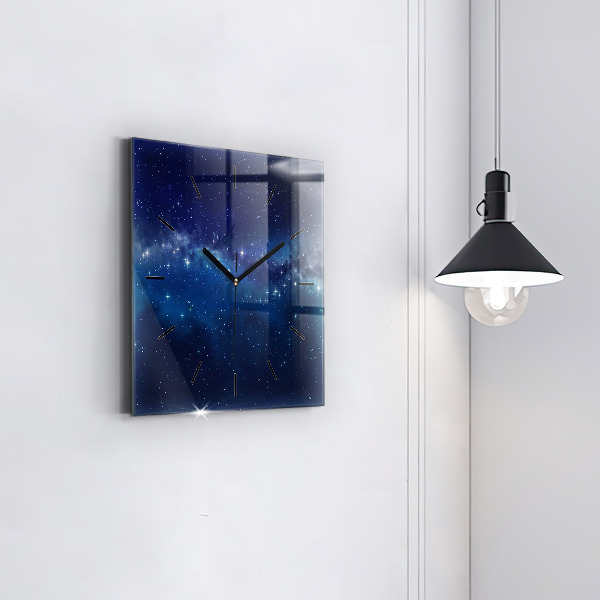 Square glass wall clock Dark sky stars