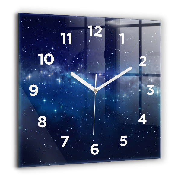 Square glass wall clock Dark sky stars