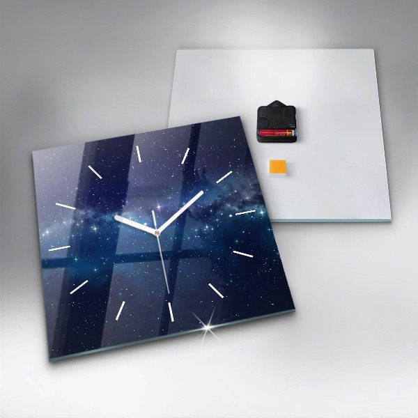 Square glass wall clock Dark sky stars