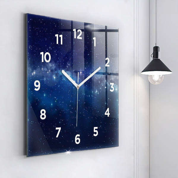 Square glass wall clock Dark sky stars