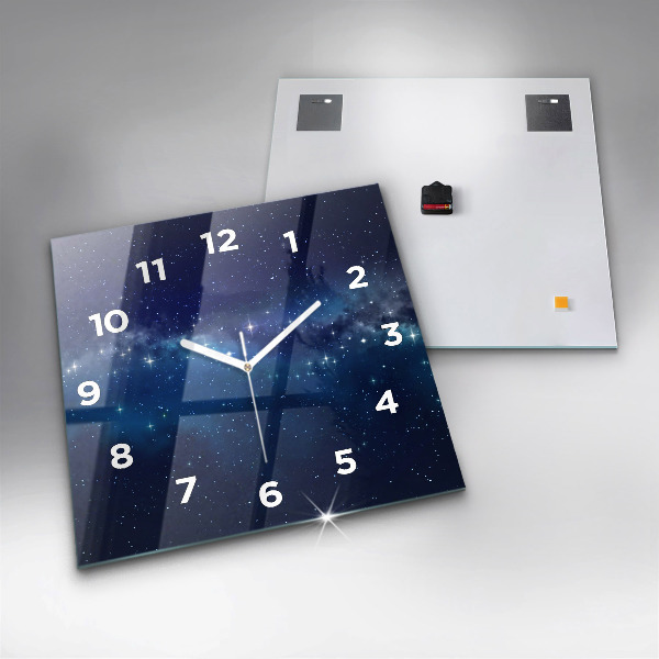 Square glass wall clock Dark sky stars