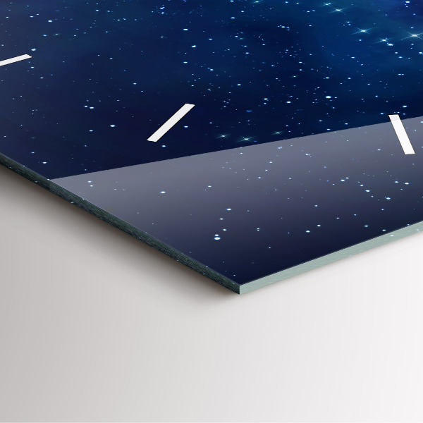 Square glass wall clock Dark sky stars