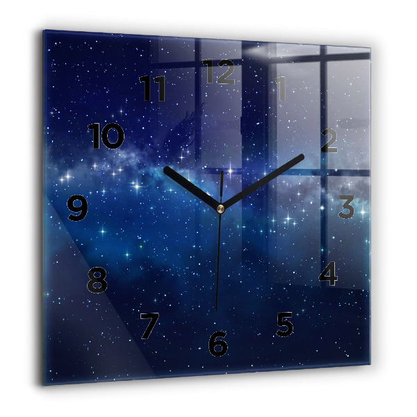 Square glass wall clock Dark sky stars