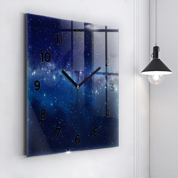 Square glass wall clock Dark sky stars