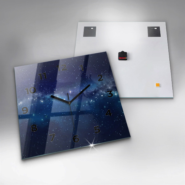 Square glass wall clock Dark sky stars
