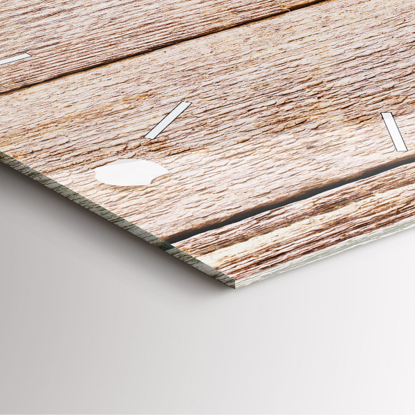 Square glass wall clock Flowers on wood