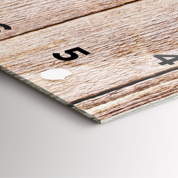 Square glass wall clock Flowers on wood