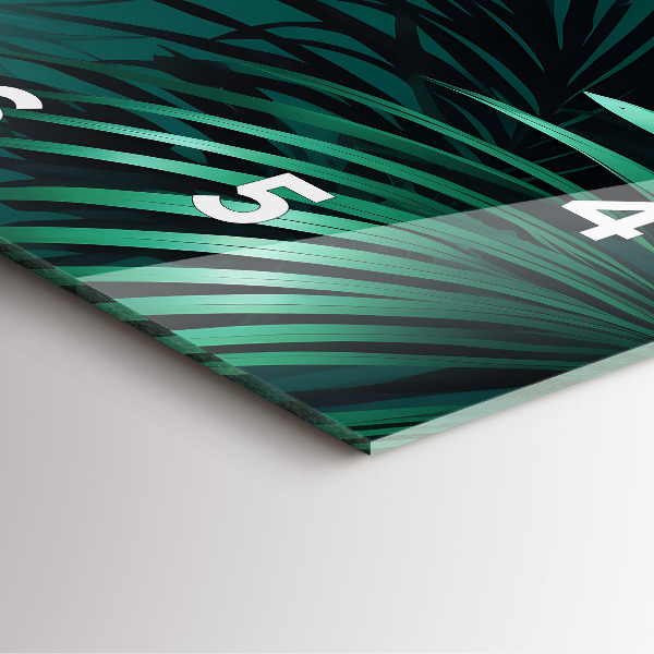 Square glass wall clock Tropical leaves