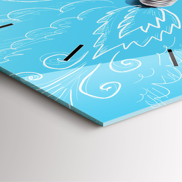 Square glass wall clock Light bulb drawing