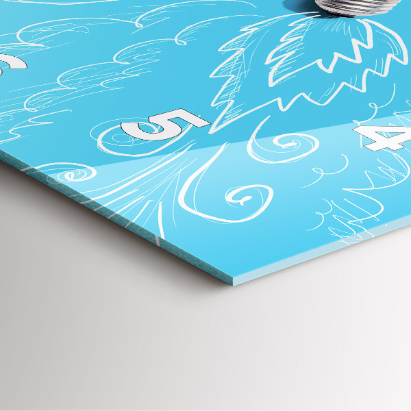 Square glass wall clock Light bulb drawing