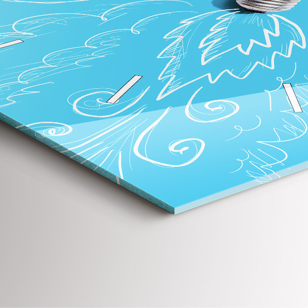 Square glass wall clock Light bulb drawing