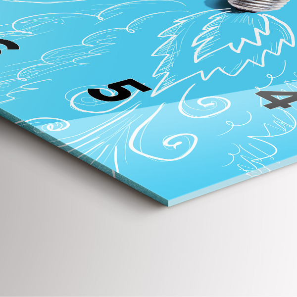 Square glass wall clock Light bulb drawing