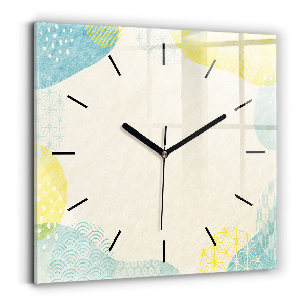 Square glass wall clock Pattern frame
