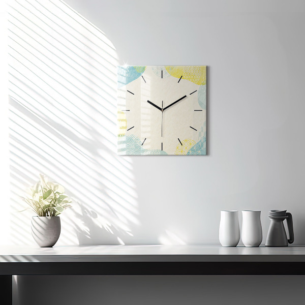 Square glass wall clock Pattern frame