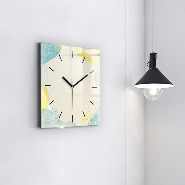 Square glass wall clock Pattern frame