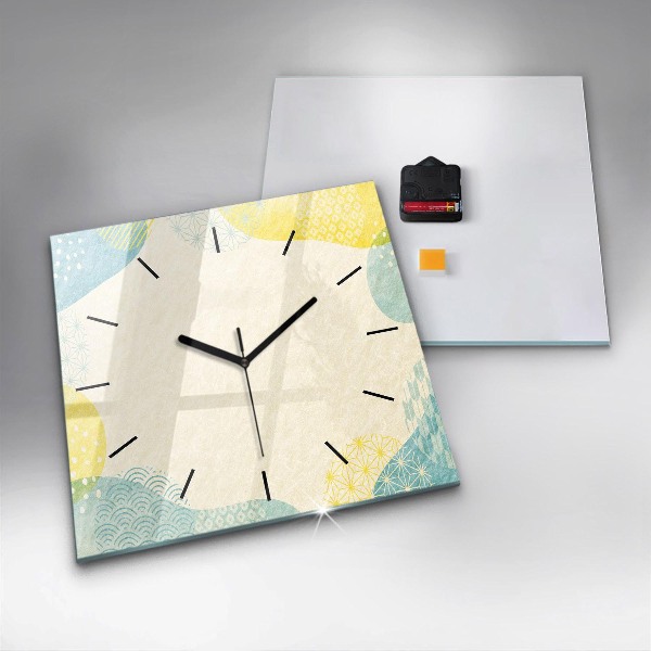 Square glass wall clock Pattern frame