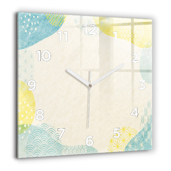Square glass wall clock Pattern frame