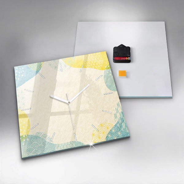 Square glass wall clock Pattern frame