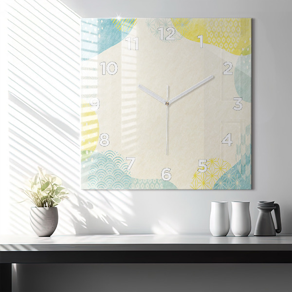 Square glass wall clock Pattern frame
