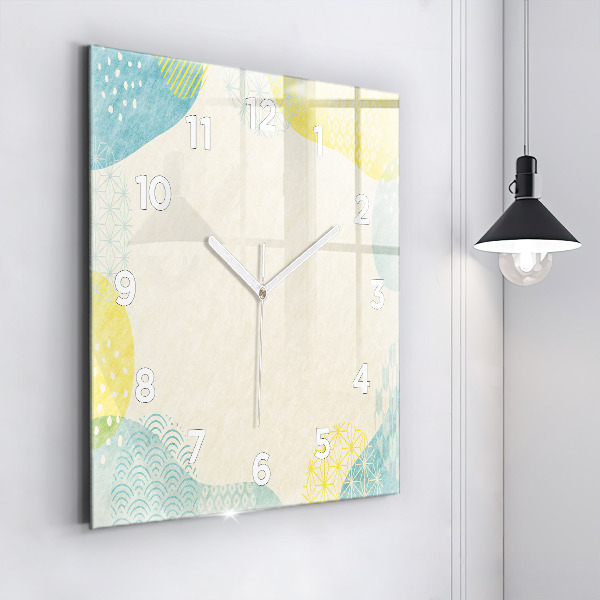 Square glass wall clock Pattern frame