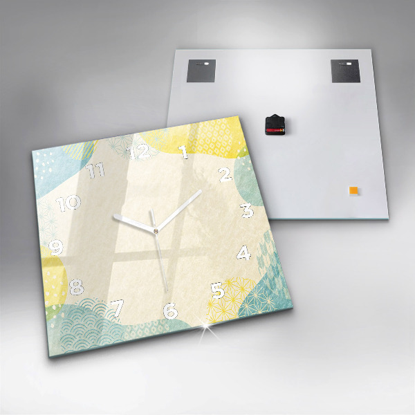 Square glass wall clock Pattern frame