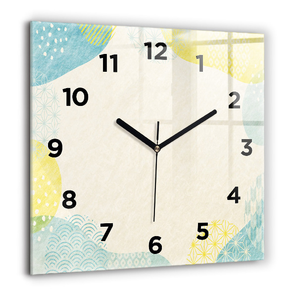 Square glass wall clock Pattern frame