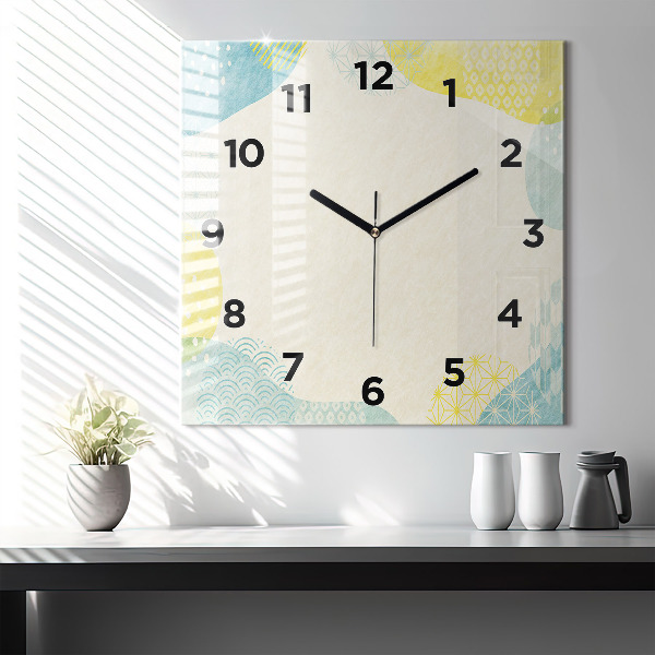 Square glass wall clock Pattern frame