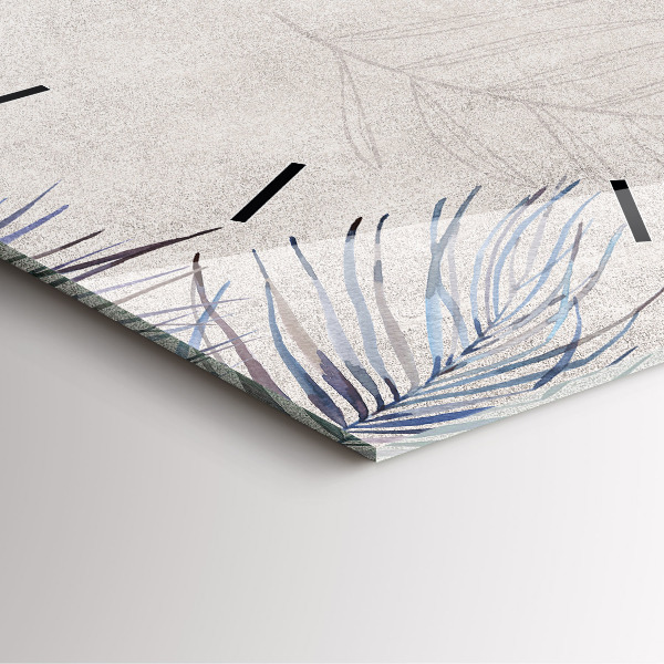 Square glass wall clock Palm leaf