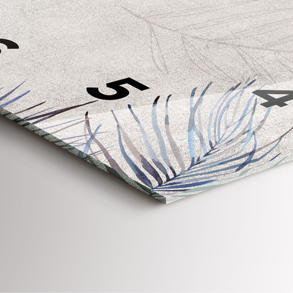 Square glass wall clock Palm leaf