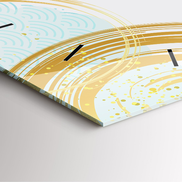 Square glass wall clock Decorative pattern