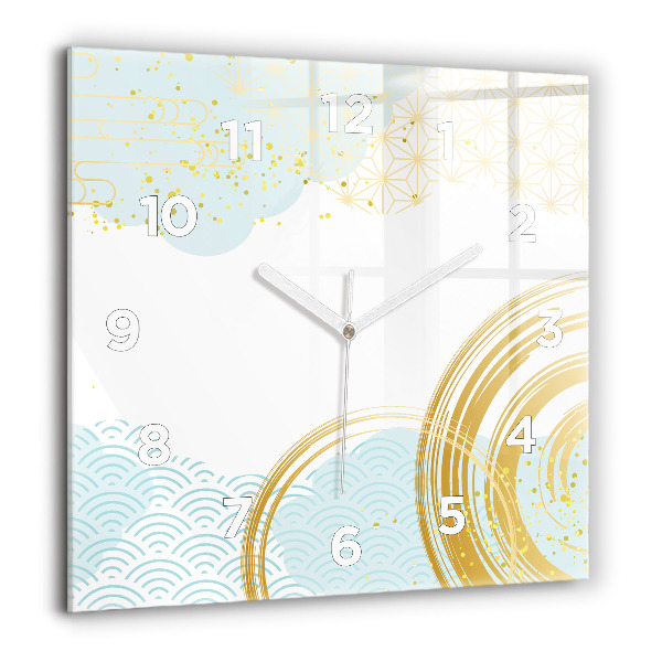 Square glass wall clock Decorative pattern