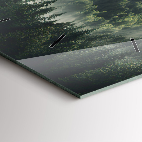 Square glass wall clock Forest Landscape