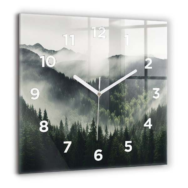 Square glass wall clock Forest Landscape