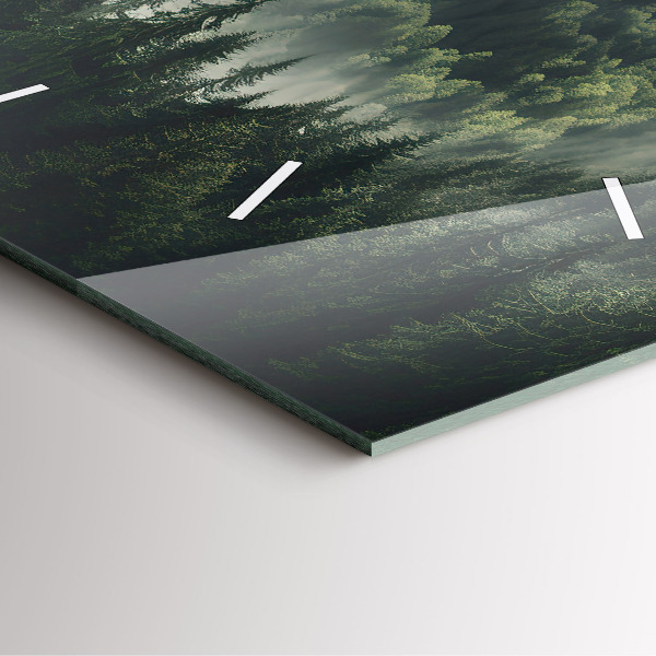Square glass wall clock Forest Landscape