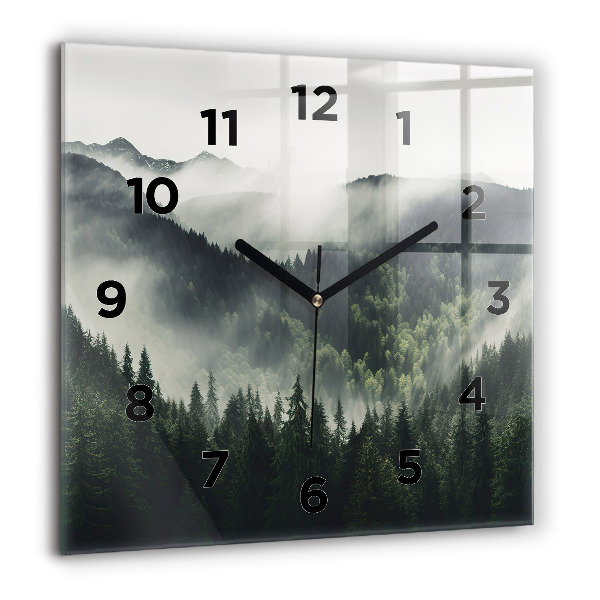 Square glass wall clock Forest Landscape