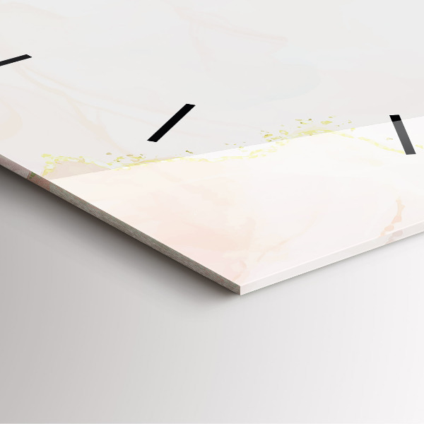 Square glass wall clock Watercolor marble