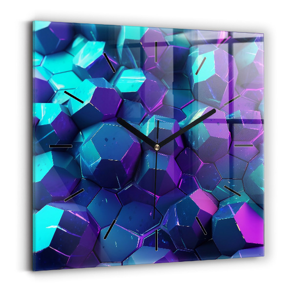 Square glass wall clock Geometric figures