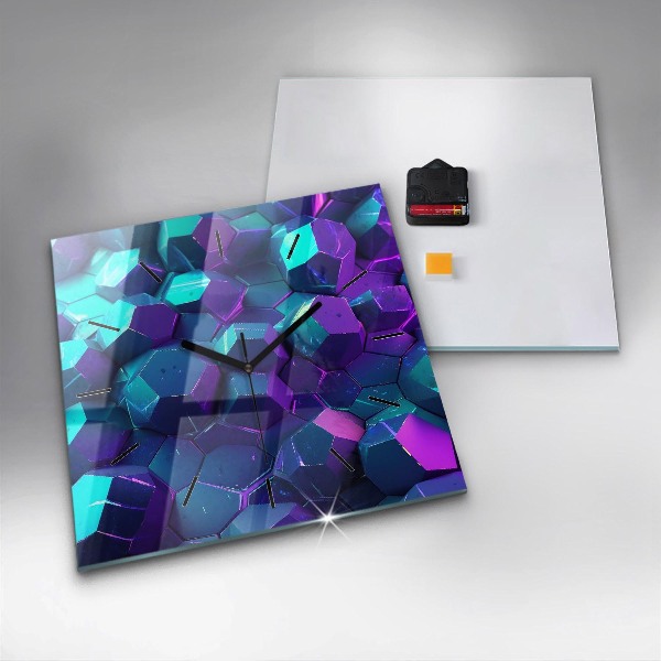 Square glass wall clock Geometric figures