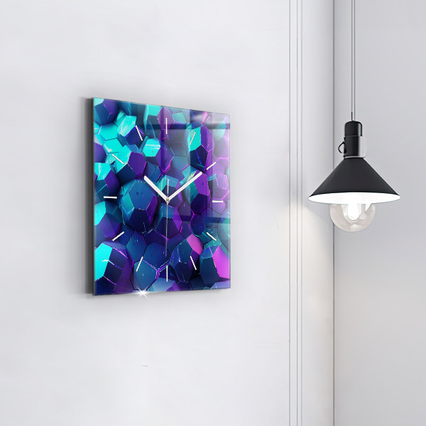 Square glass wall clock Geometric figures