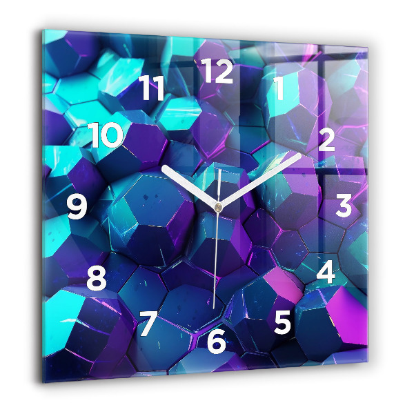 Square glass wall clock Geometric figures