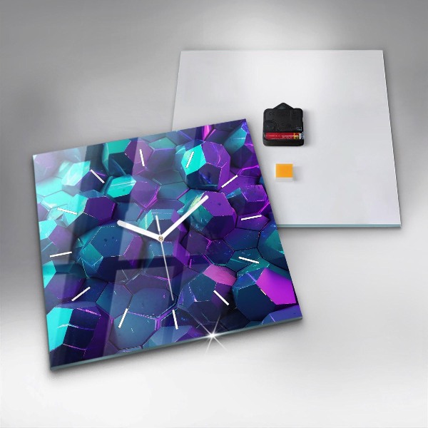 Square glass wall clock Geometric figures