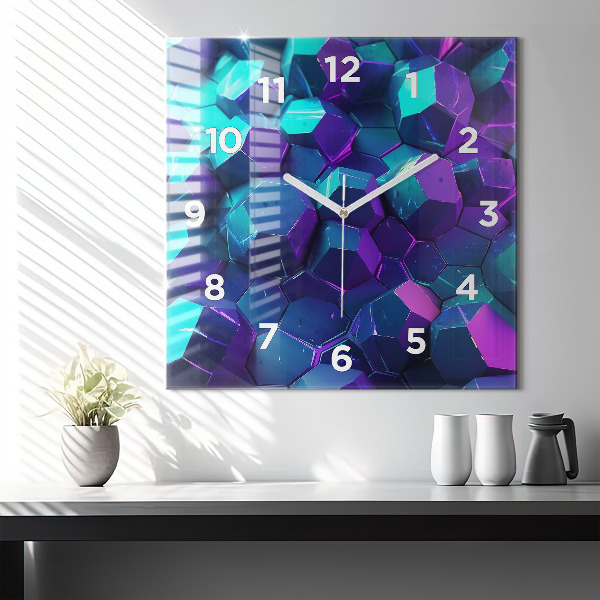Square glass wall clock Geometric figures