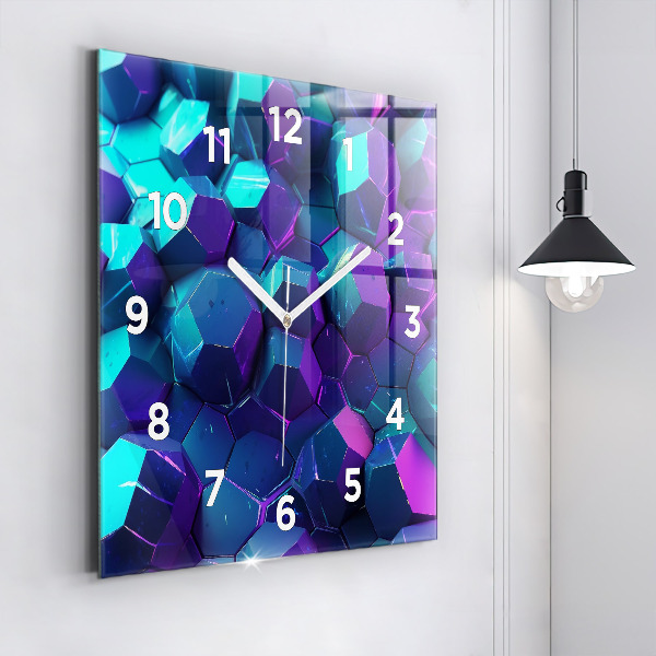 Square glass wall clock Geometric figures
