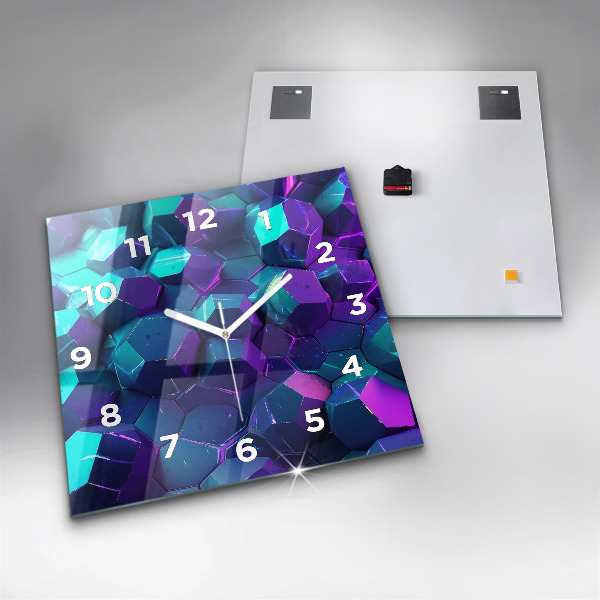 Square glass wall clock Geometric figures