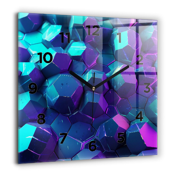 Square glass wall clock Geometric figures